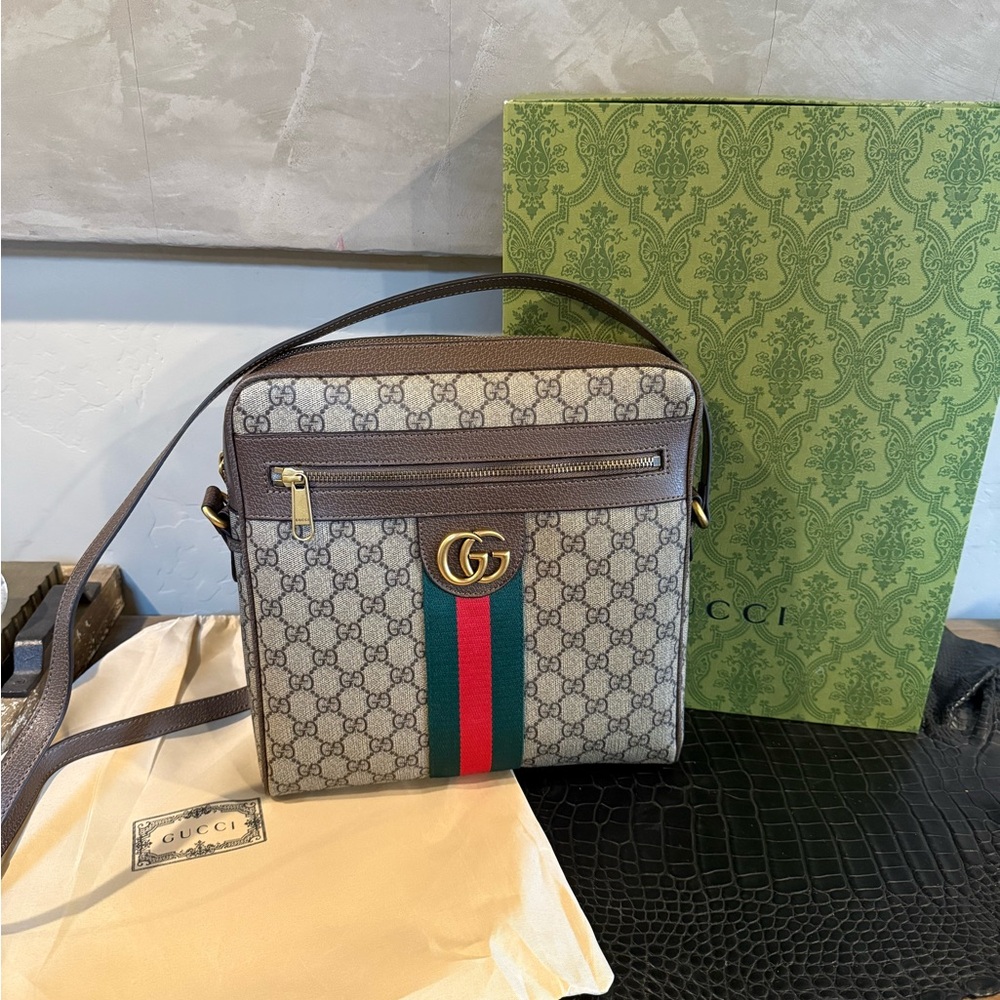 Gucci Beige and Brown Messenger Bag